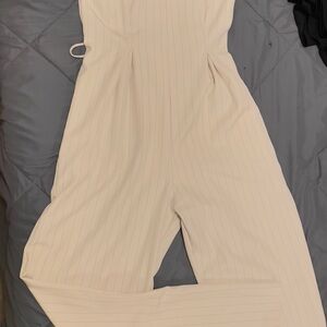 Matteau Cream Pinstripe Tailored Jumpsuit